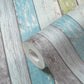 Cottage Wood Planks Wallpaper in Blue/Green/White