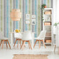 Cottage Wood Planks Wallpaper in Blue/Green/White