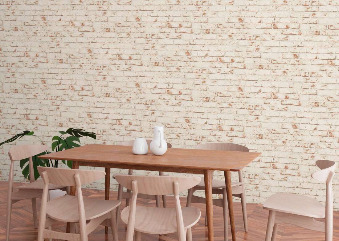 Cottage Brick Wallpaper in Beige/Brown/Red