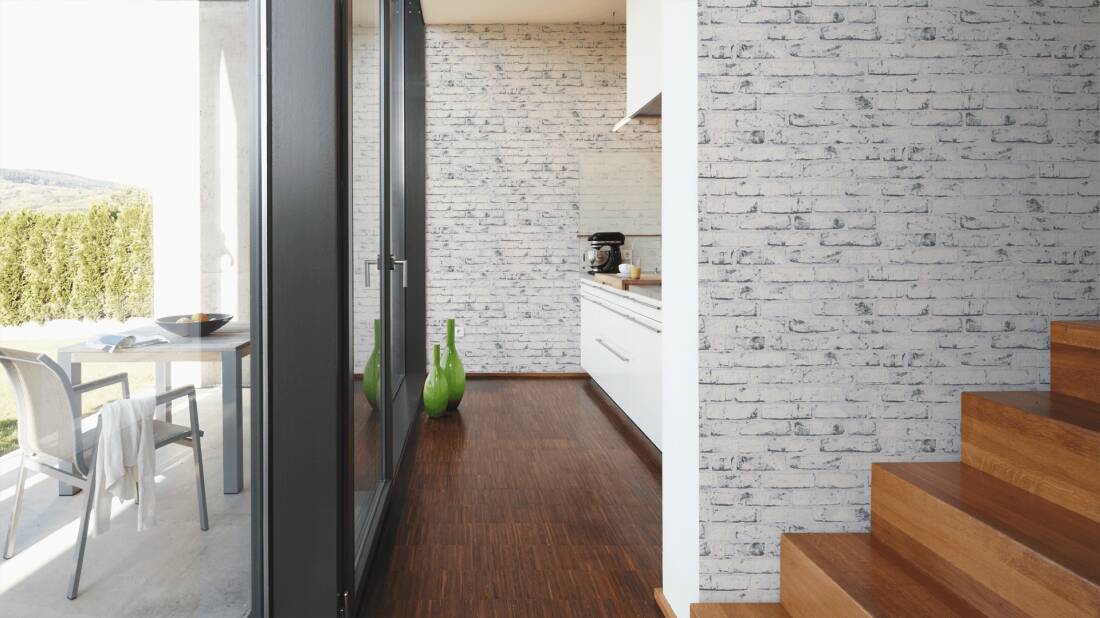 Cottage Brick Wallpaper in Beige/Grey
