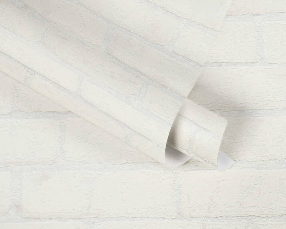 Cottage Brick Wallpaper in White/Metallic