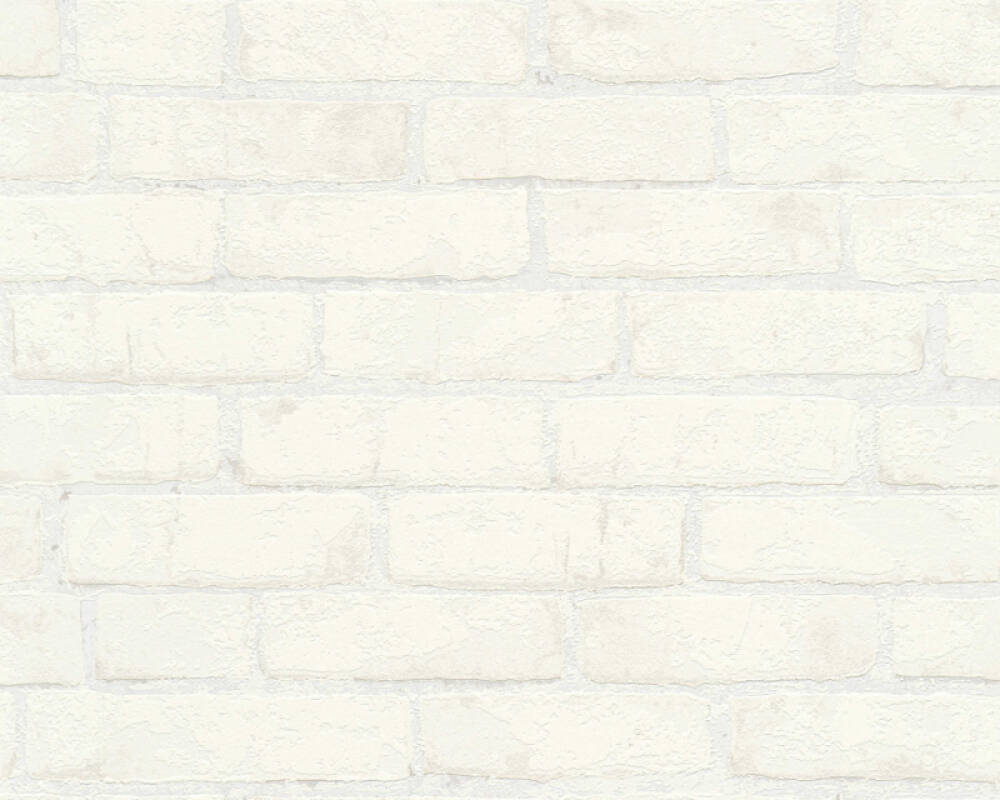 Cottage Brick Wallpaper in White/Metallic