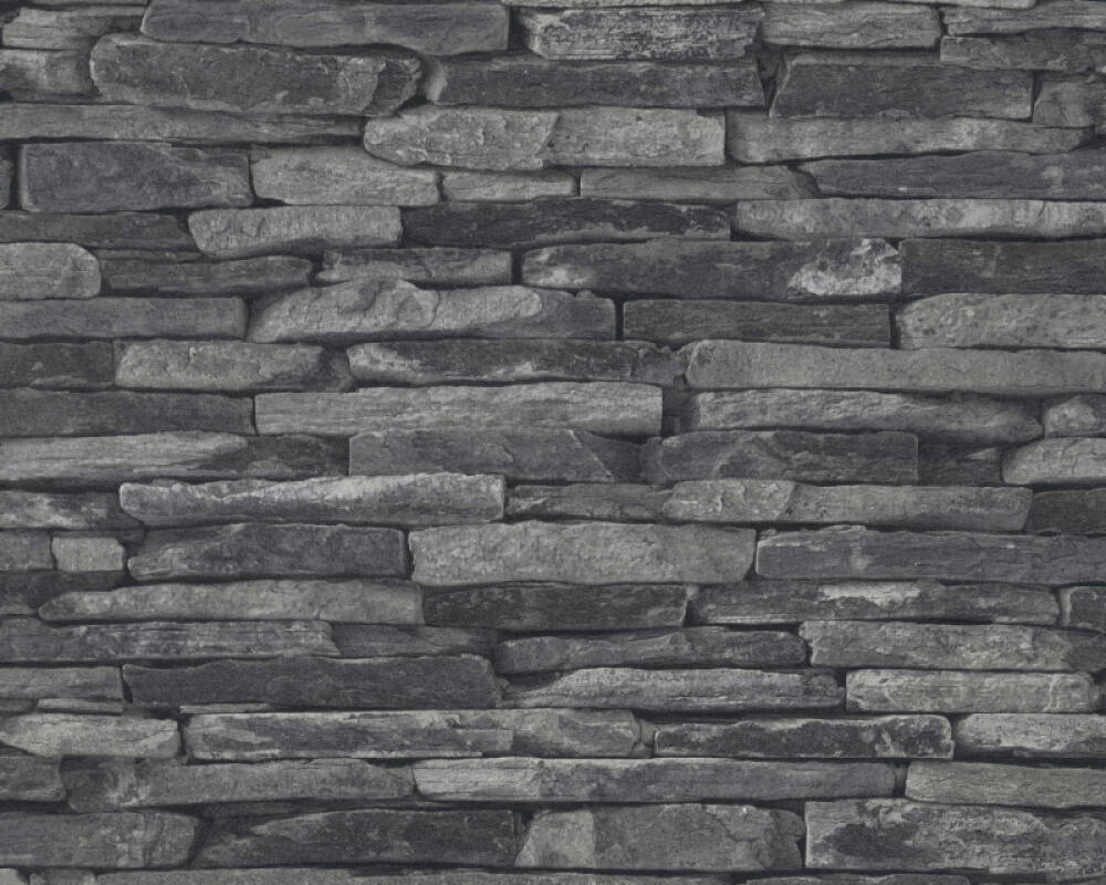 Flat Stone Wallpaper in Dark Grey