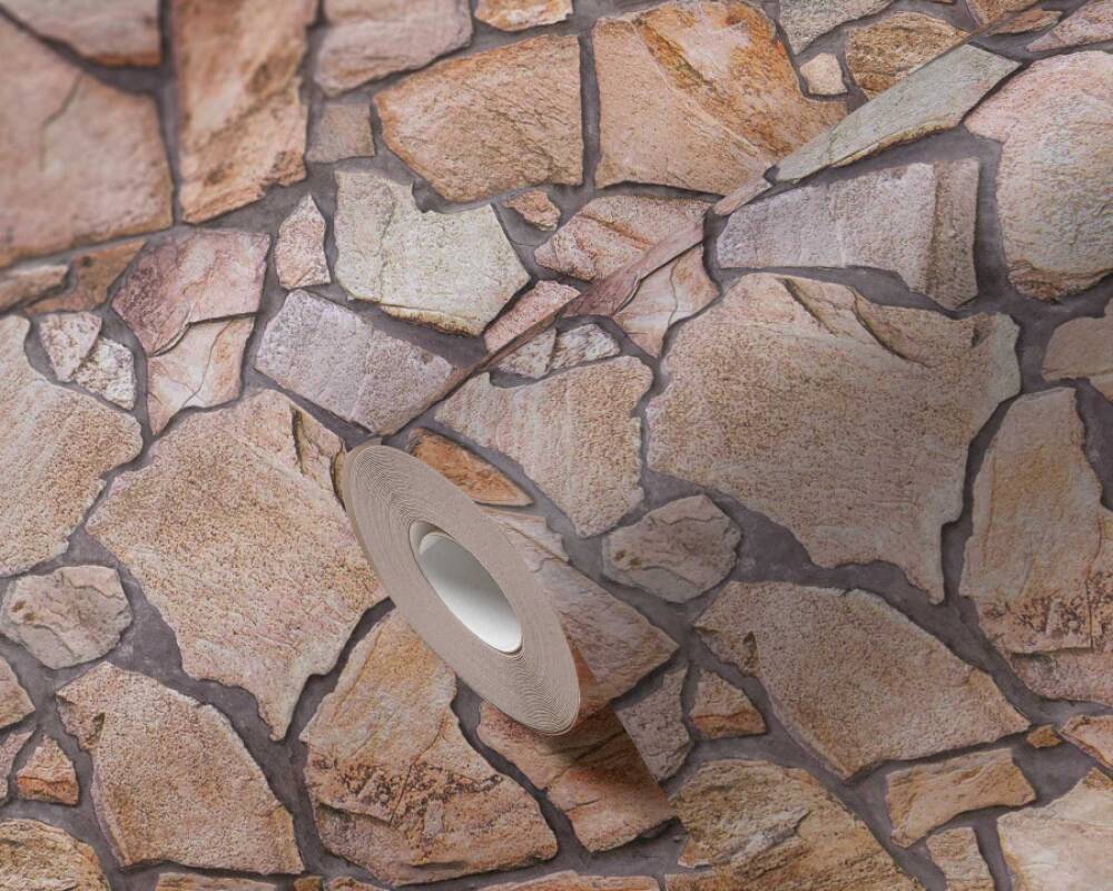 Stone Abstract Wallpaper in Beige/Brown/Grey