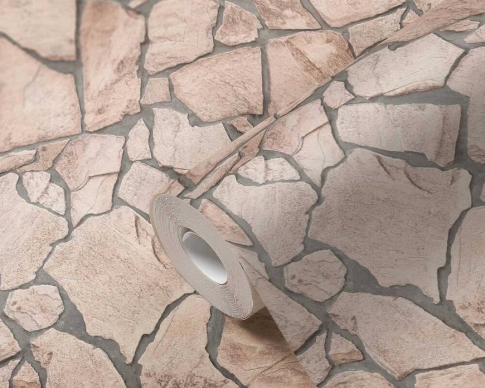 Stone Abstract Wallpaper in Beige/Grey