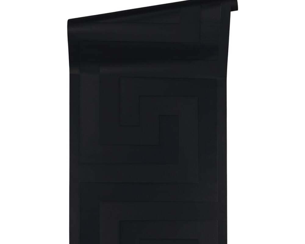 Geometric Textured Wallpaper in Black from the Versace V Collection