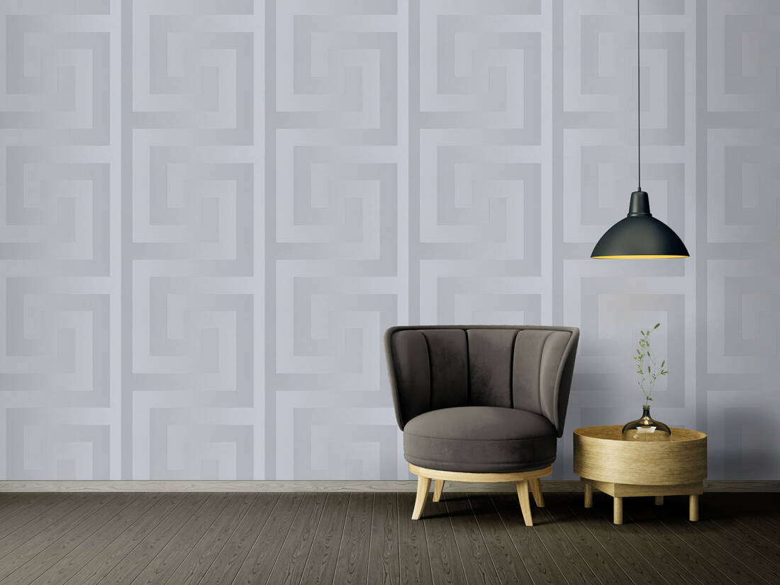 Geometric Textured Wallpaper in Silver/Grey from the Versace V Collection