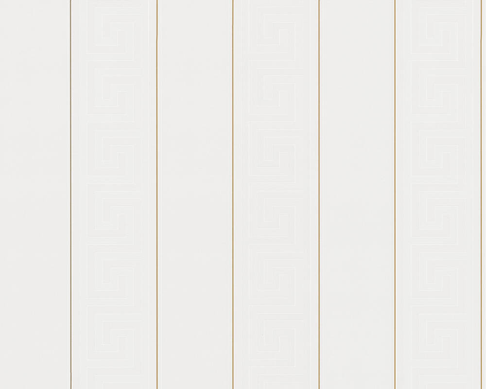 Geometric Stripes Textured Wallpaper in Gold/White by Versace Home