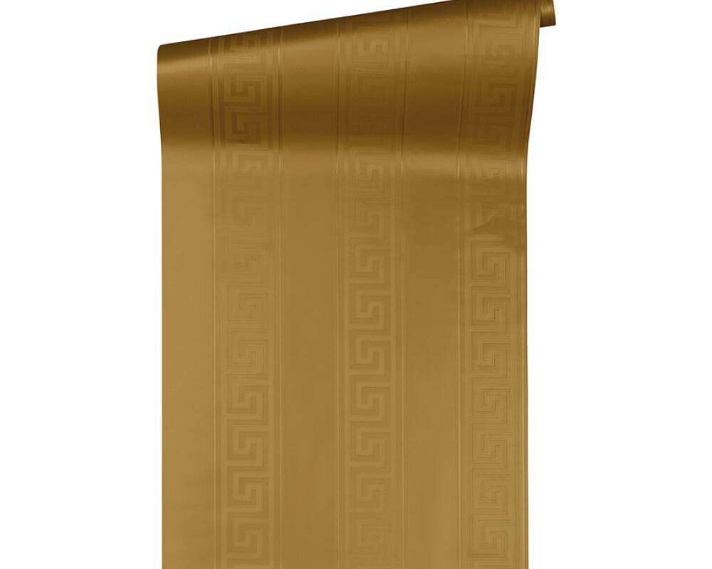 Geometric Stripes Textured Wallpaper in Gold from the Versace V Collection