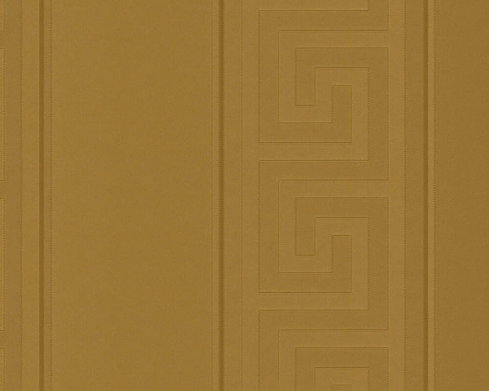 Geometric Stripes Textured Wallpaper in Gold from the Versace V Collection