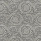 Classic Ornament Flowers Textured Wallpaper in Grey/Metallic
