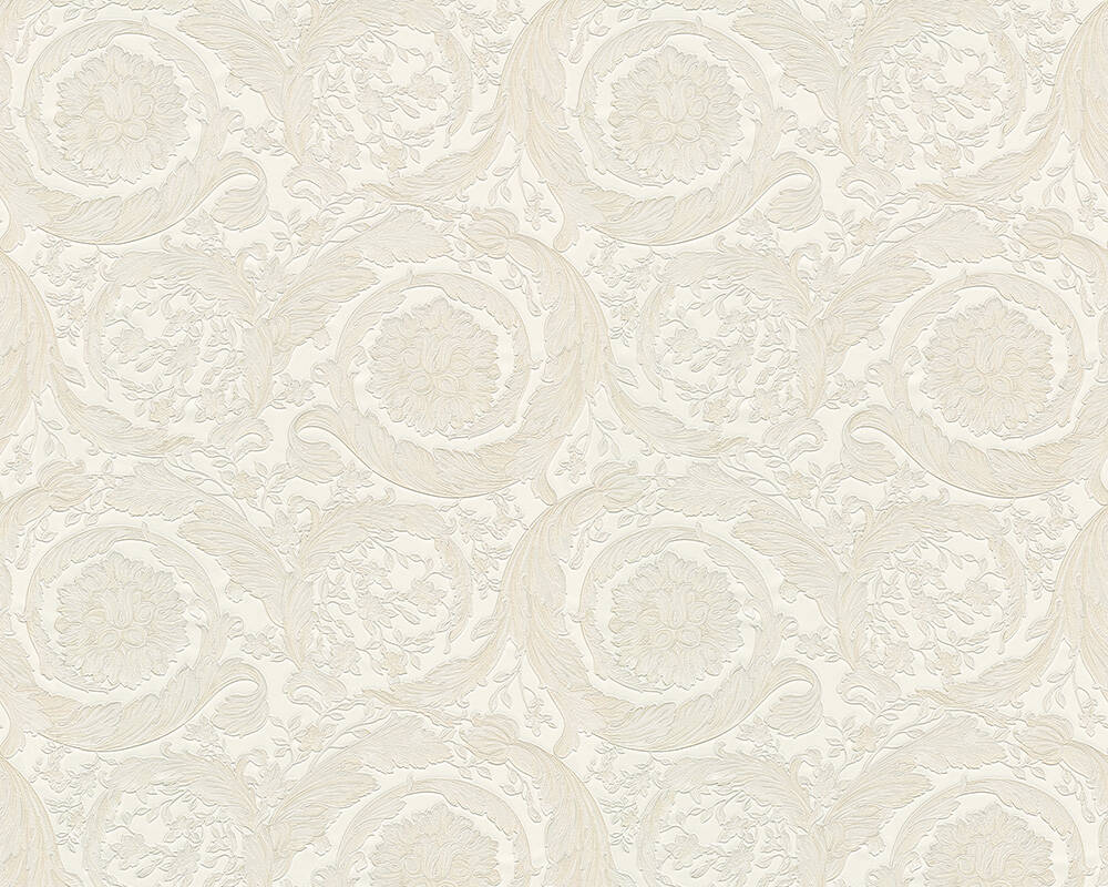 Floral Swirl Textured Wallpaper in Cream from the Versace IV Collection
