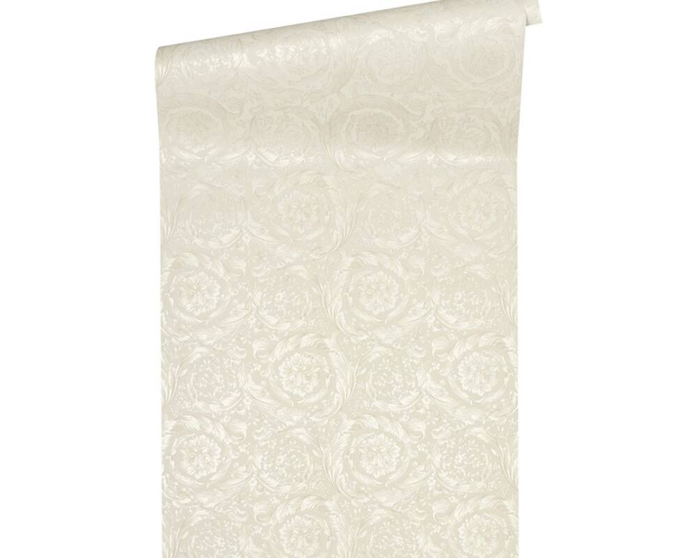 Floral Swirl Textured Wallpaper in Cream from the Versace IV Collection