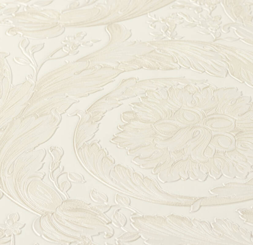 Floral Swirl Textured Wallpaper in Cream from the Versace IV Collection