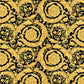 Floral Swirl Textured Wallpaper in Black/Gold from the Versace IV Collection