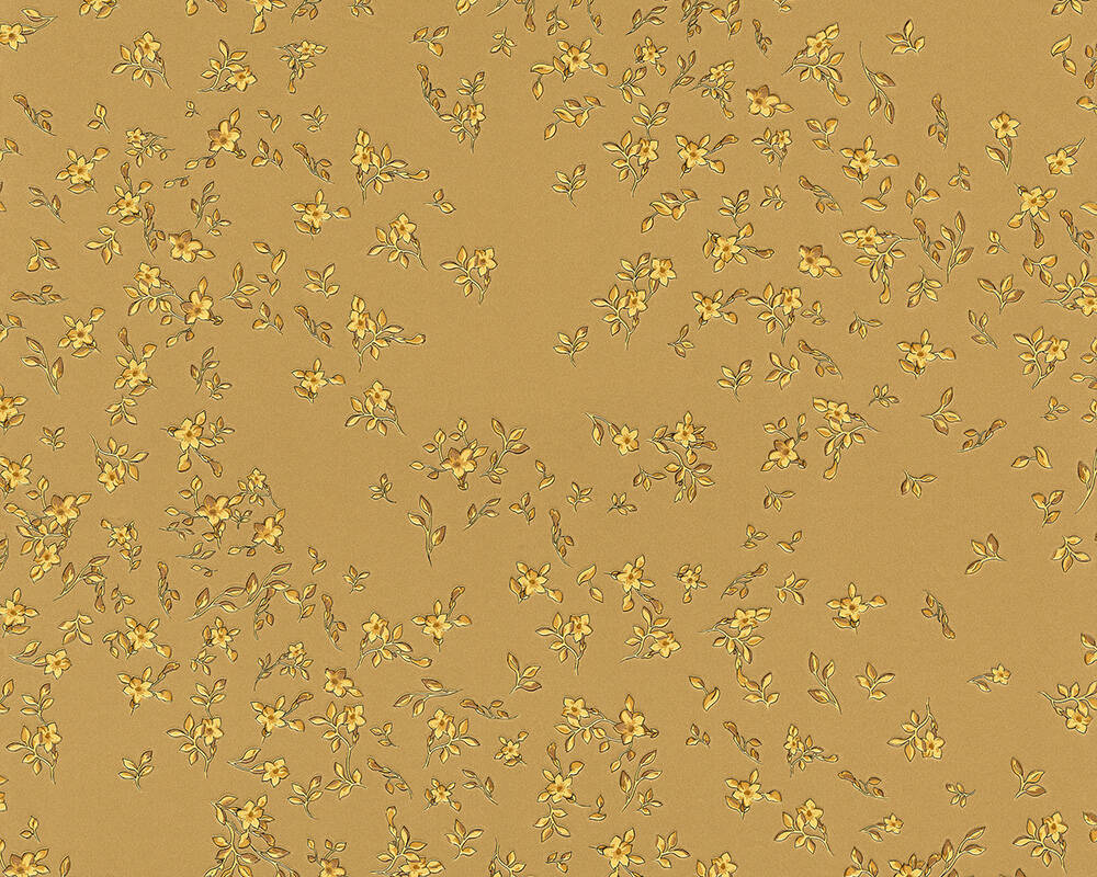 Floral Petite Textured Wallpaper in Gold from the Versace IV Collection