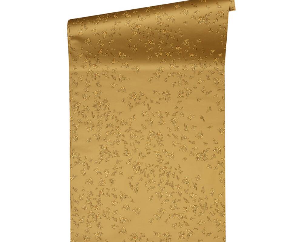 Floral Petite Textured Wallpaper in Gold from the Versace IV Collection
