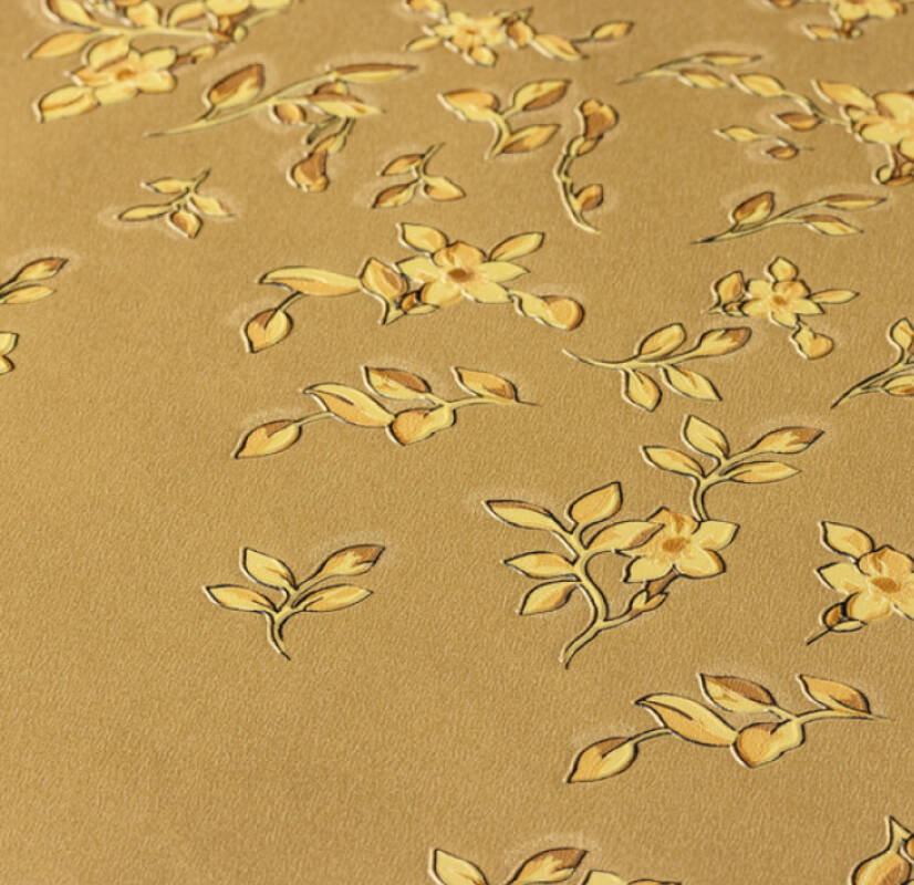 Floral Petite Textured Wallpaper in Gold from the Versace IV Collection