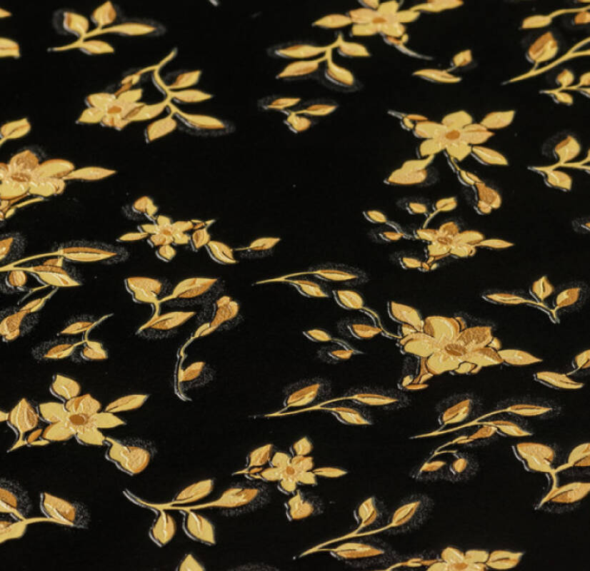 Floral Petite Textured Wallpaper in Black/Gold from the Versace IV Collection