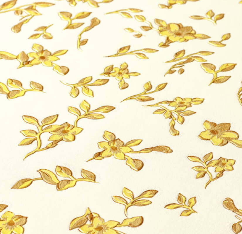 Floral Petite Textured Wallpaper in Beige/Yellow from the Versace IV Collection