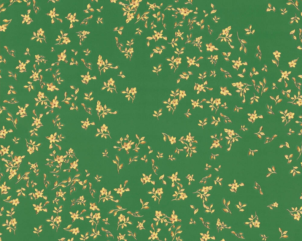 Floral Petite Textured Wallpaper in Green/Gold from the Versace IV Collection