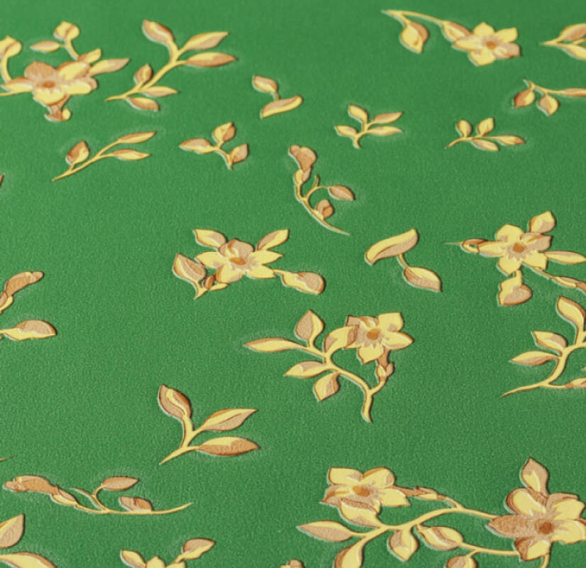 Floral Petite Textured Wallpaper in Green/Gold from the Versace IV Collection