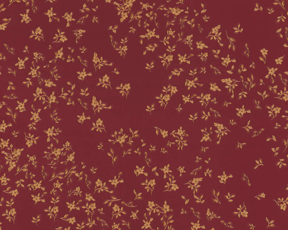Floral Petite Textured Wallpaper in Red/Gold from the Versace IV Collection