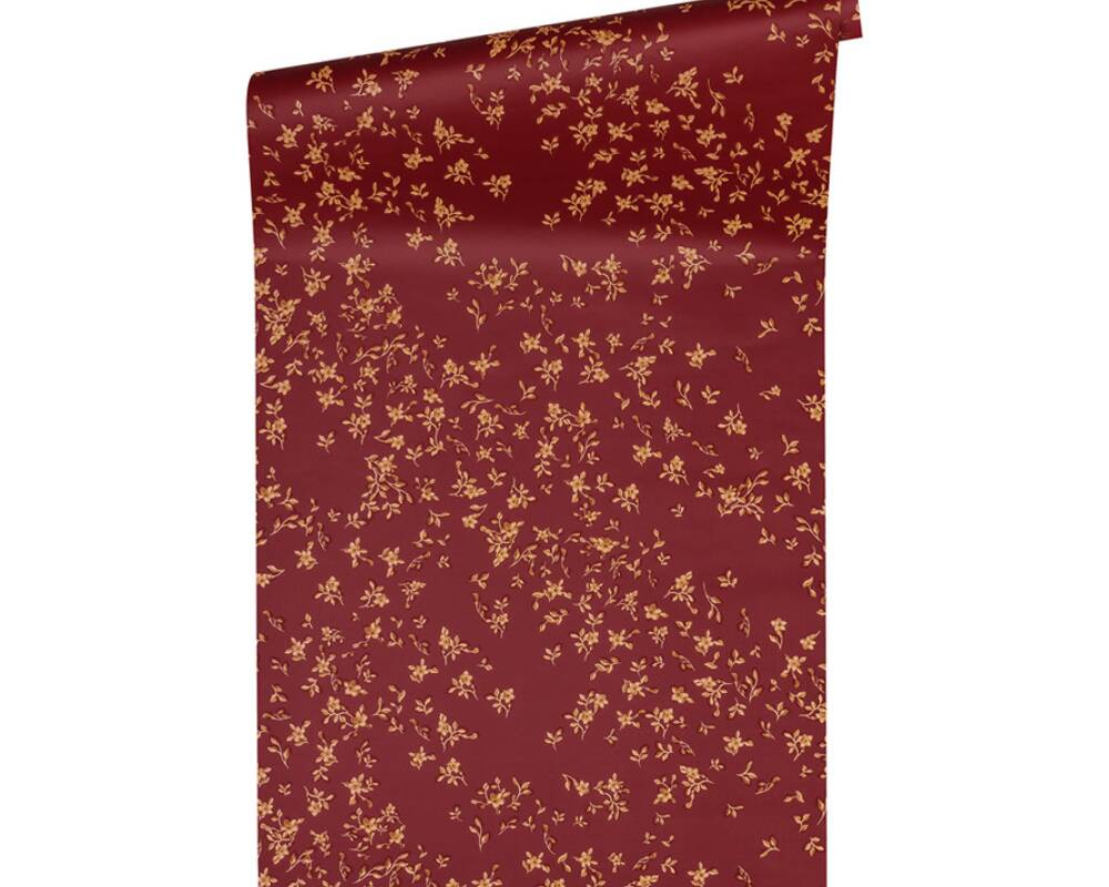 Floral Petite Textured Wallpaper in Red/Gold from the Versace IV Collection