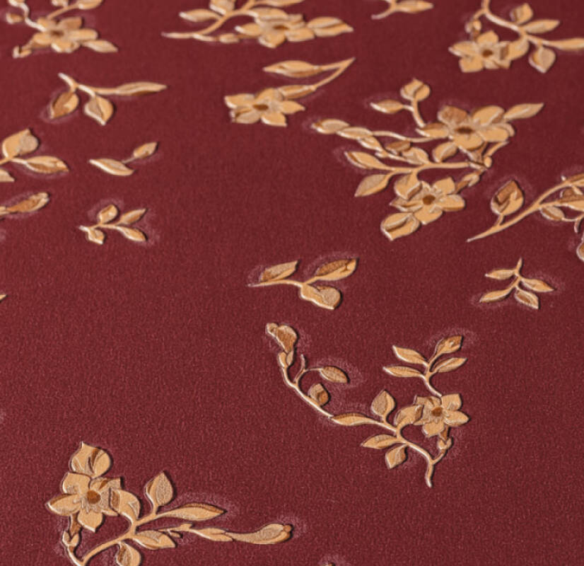 Floral Petite Textured Wallpaper in Red/Gold from the Versace IV Collection