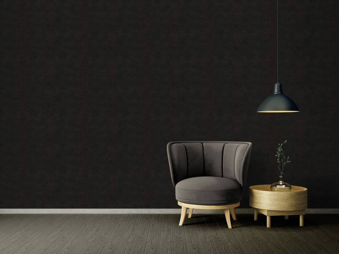 Classical Plain Textured Wallpaper in Black/Brown from the Versace IV Collection