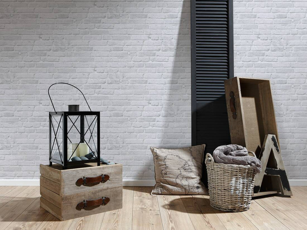 Brick Deco Wallpaper in Grey