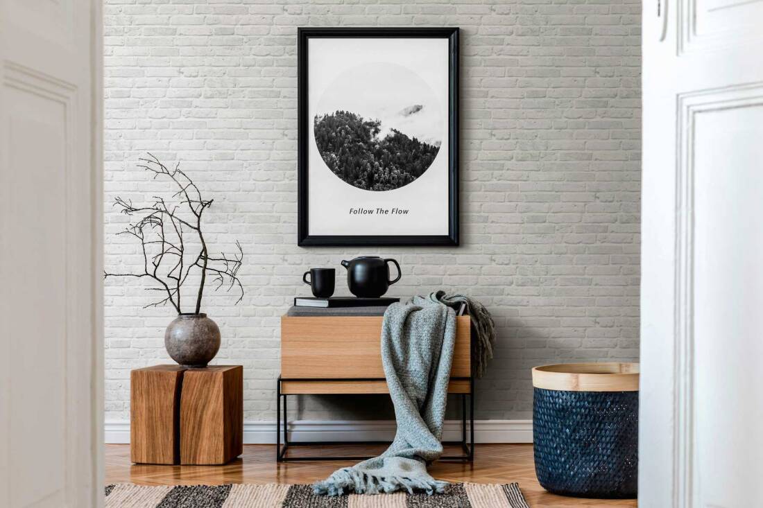 Brick Deco Wallpaper in Grey