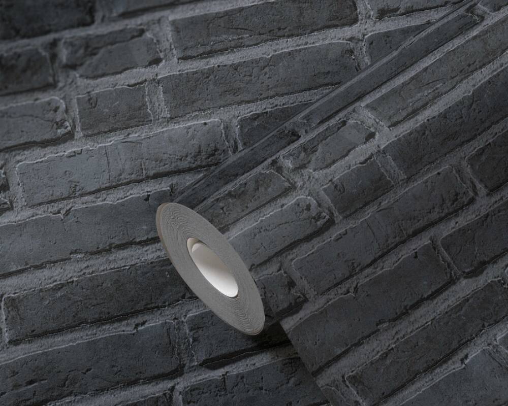 Brick Deco Wallpaper in Black/Grey