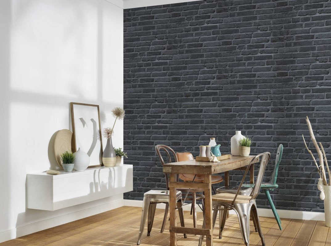 Brick Deco Wallpaper in Black/Grey
