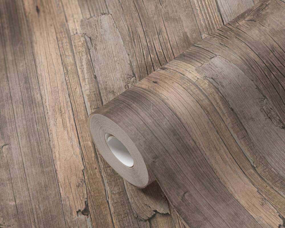 Cottage Wood Wallpaper in Beige/Brown