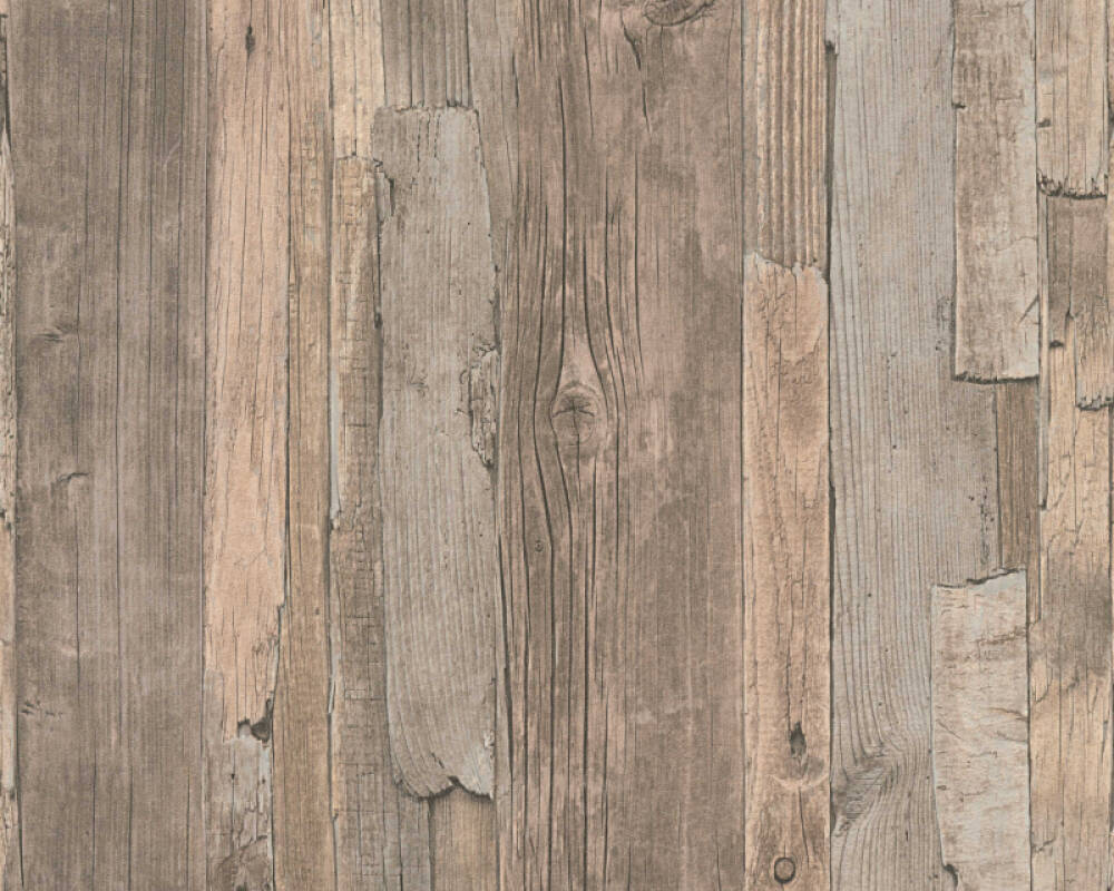 Cottage Wood Wallpaper in Beige/Brown