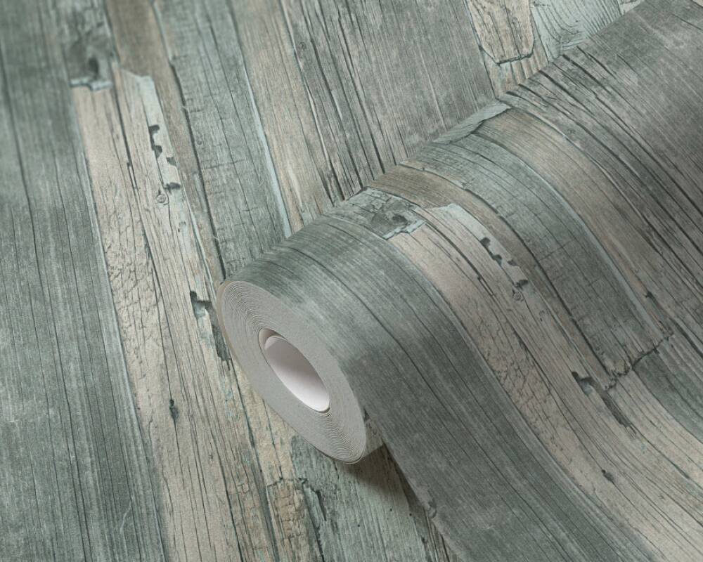 Cottage Wood Wallpaper in Green
