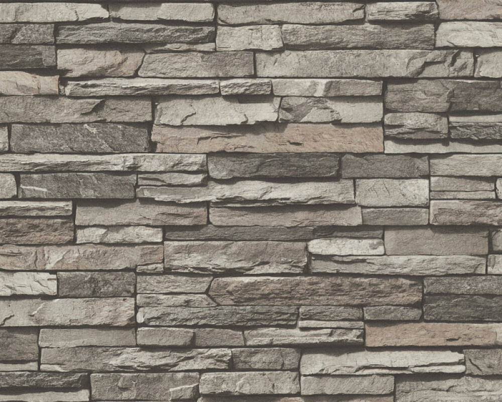 Flat Stone Wallpaper in Black/Cream/Grey