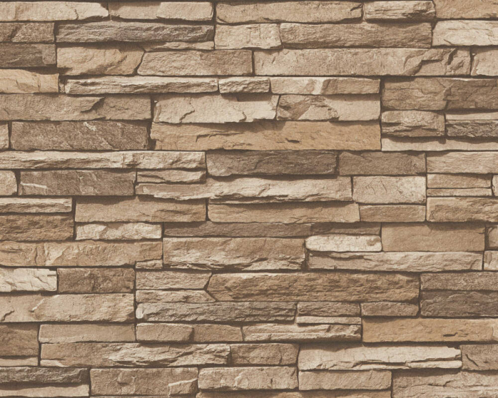 Flat Stone Wallpaper in Beige/Brown