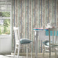 Cottage Wood Wallpaper in Blue/Brown/White