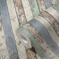Cottage Wood Wallpaper in Blue/Brown/White