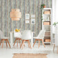 Cottage Wood Wallpaper in Blue/Brown/White