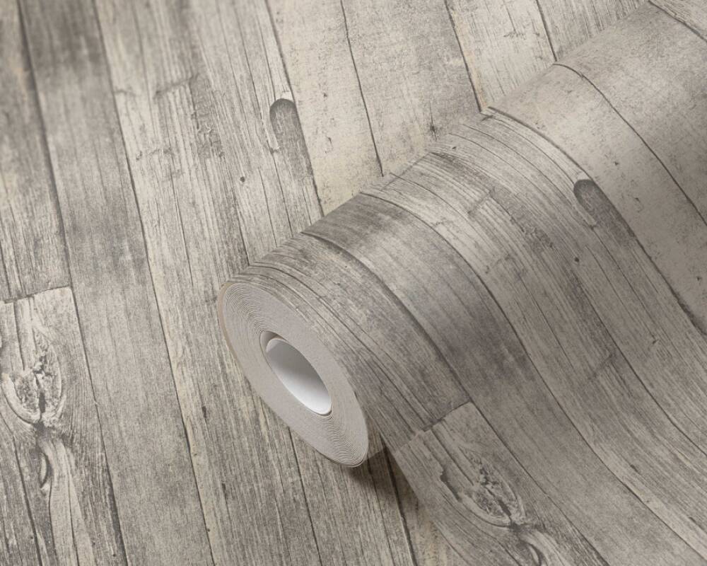 Cottage Wood Wallpaper in Beige/Cream/Grey