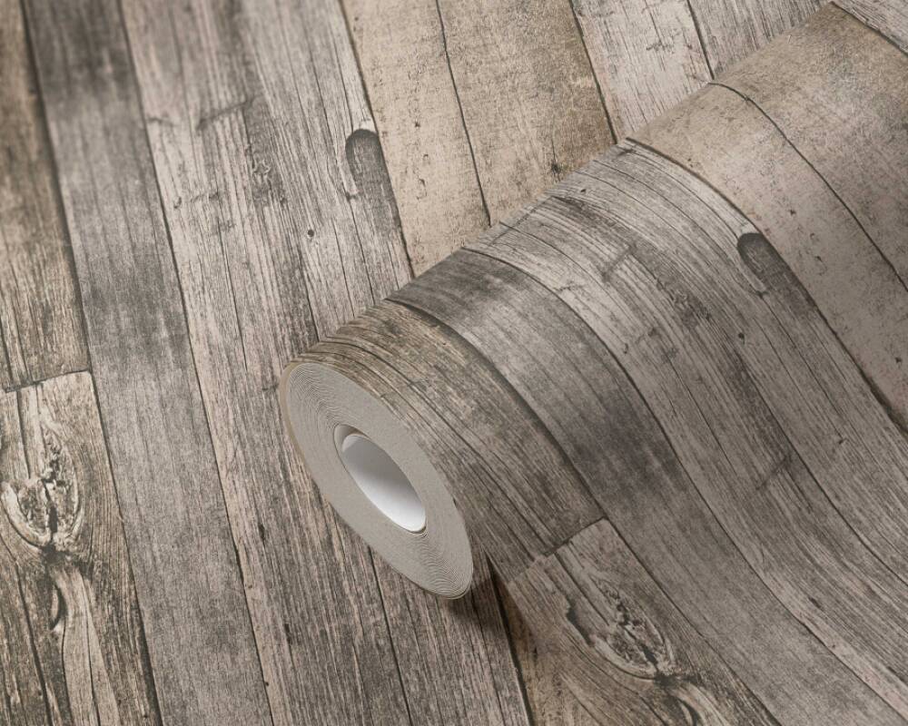 Cottage Wood Wallpaper in Beige/Black/Cream