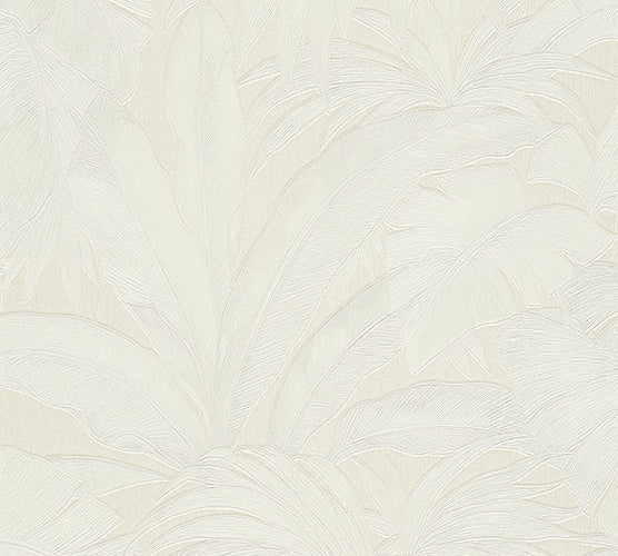 Jungle Palm Leaves Textured Wallpaper in Cream by Versace Home