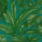 Jungle Palm Leaves Textured Wallpaper in Blue/Green by Versace Home