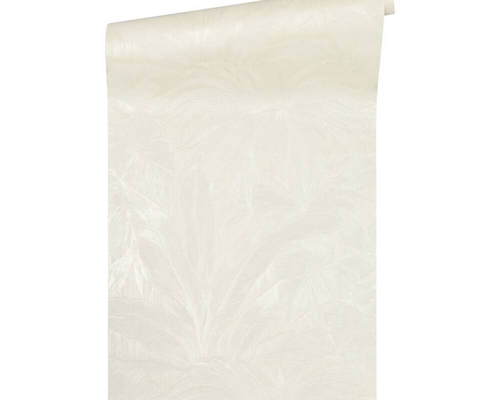 Jungle Palm Leaves Textured Wallpaper in Cream from the Versace V Collection
