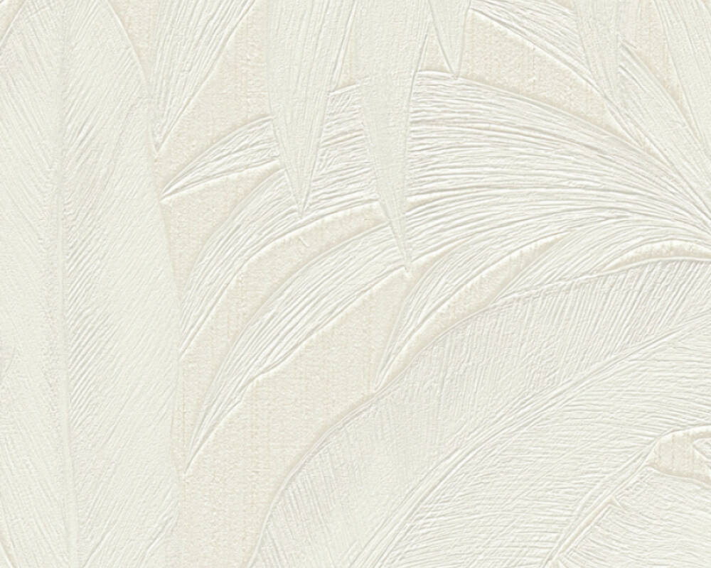 Jungle Palm Leaves Textured Wallpaper in Cream from the Versace V Collection
