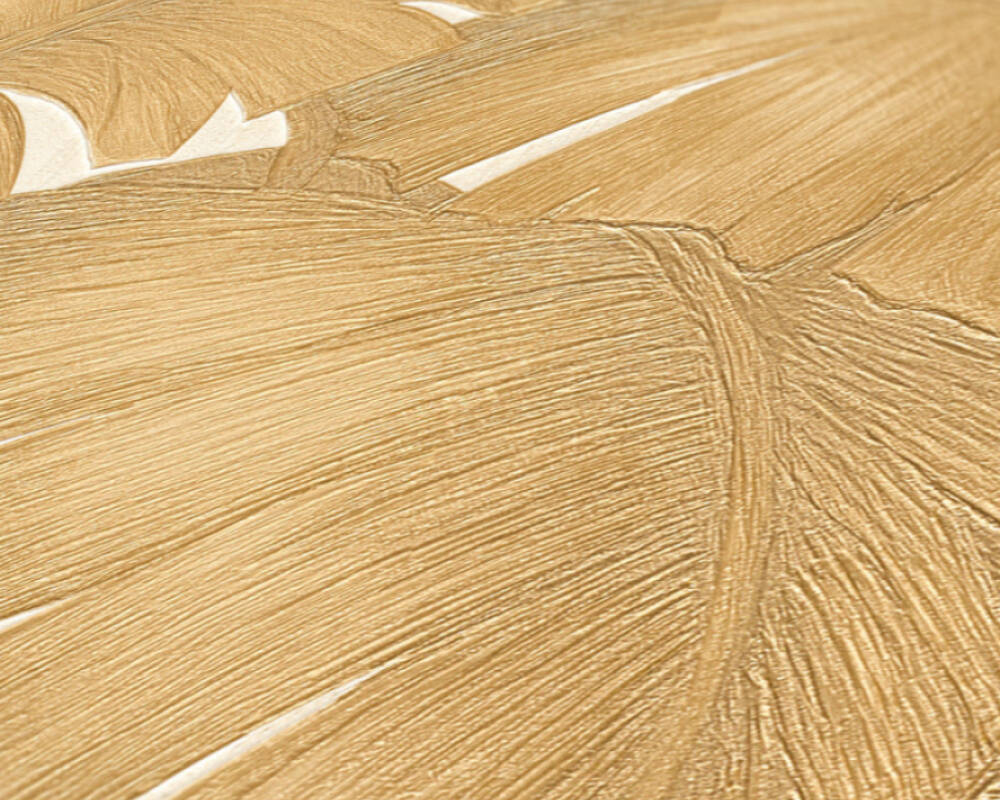 Jungle Palm Leaves Textured Wallpaper in Cream/Gold from the Versace V Collection