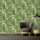 Jungle Palm Leaves Textured Wallpaper in Cream/Green from the Versace V Collection